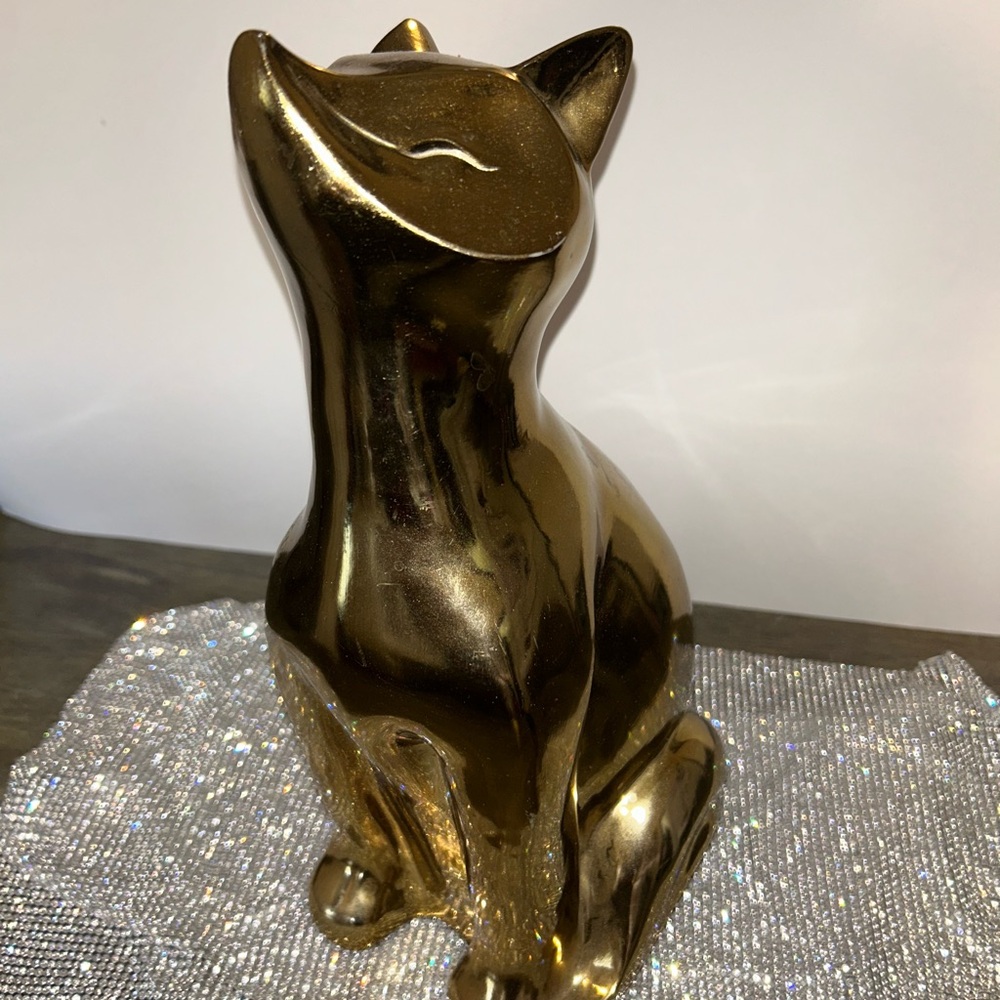 Gold ceramic fox figurine 12 inches tall